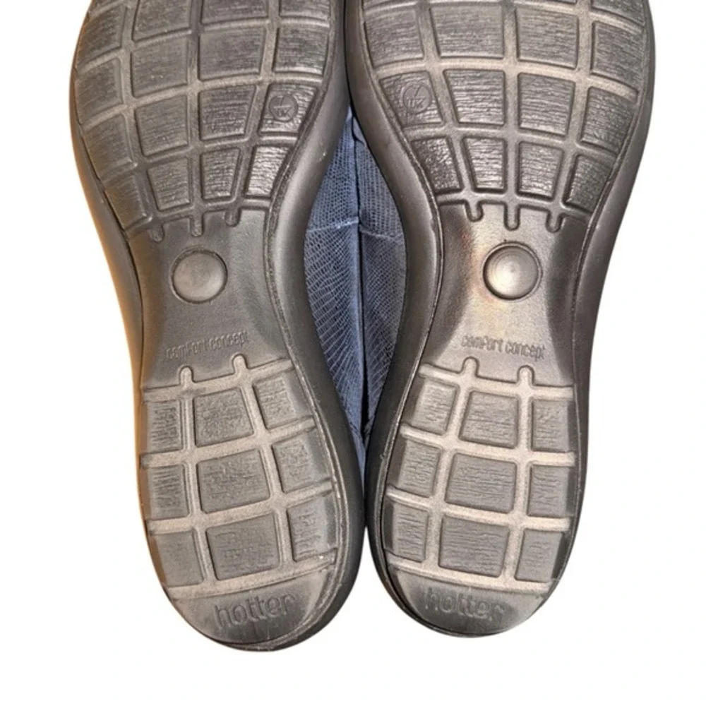 Hotter Natasha Flats Womens US 9 Pre-Owned Ballet Shoes Blue Snakeskin Embossed‎